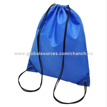 Blue Drawstring Bags in Plain Pattern, Made of Waterproof Nylon, Various Sizes are Available