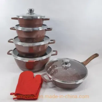 Maifan Stone Casserole Granite Cookware Set 16PCS Set Aluminum Fry Pan Ceramic Coating Stewpot