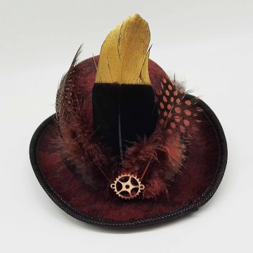 Borong Gothic Feathic Feather Steampunk Top Hat Hatband