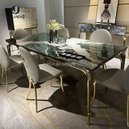 Luxury Gold Copper Modern Dining Table Set - Royal Foshan Furniture