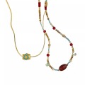 18K Real Gold Electroplated Agate Natural Stone Necklace