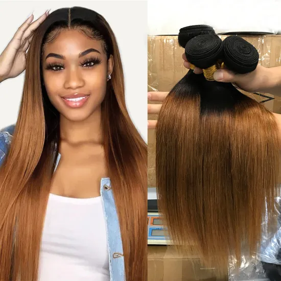 Wholesale cheap ombre color China hair extensions, straight omber1b/30 color hair bundles,virgin human hair bundles