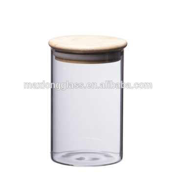 Wholesale Borosilicate Glass storage jars jars with bamboo lid, 950ml