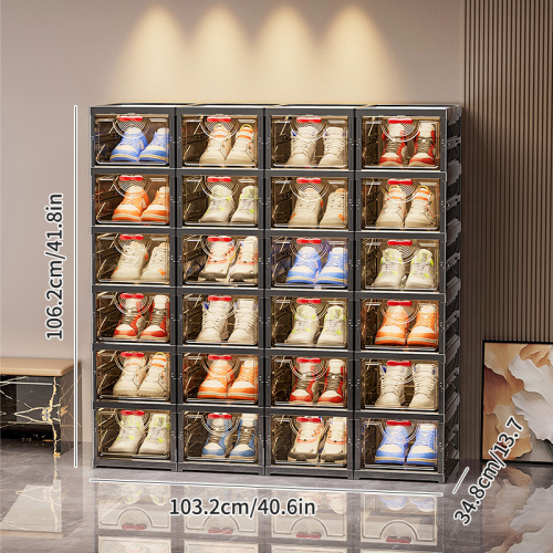 Elegant Retro Black Shoe Cabinet with Hidden Storage