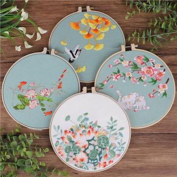 2023 New Chinese Wind Flowers and Birds Trees White Cats Embroidery Material Kit