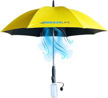USB Charging Golf Umbrella with Custom Logo and Built-in Fan Sunshade