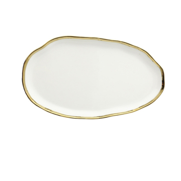 Wholesale Luxury Ceramic Gold Rim Black White Nordic Style Tableware