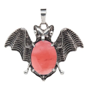 Cherry Quartz 13X18mm Cabs Antique Silver Alloy Antique Silver Alloy Bat Pendant for DIY Making Jewelry