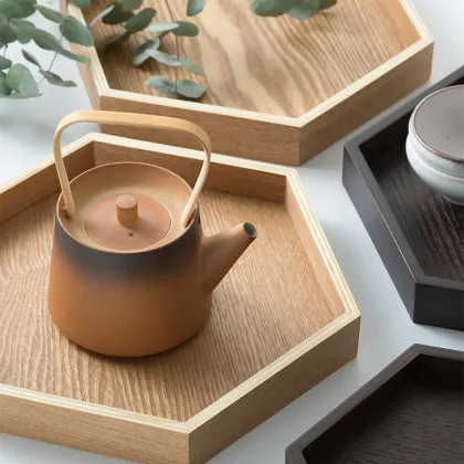 Irene Hexagon Wood Tray