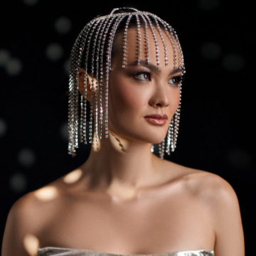 Bling Diamond Headband dengan Tassels dan Fringe untuk Pesta