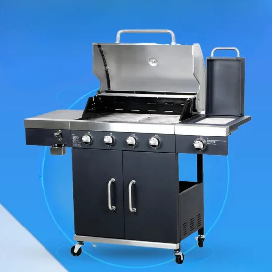 Camping Cooking Garden 4-Burner Propane Gas Grill with Foldable Shelve