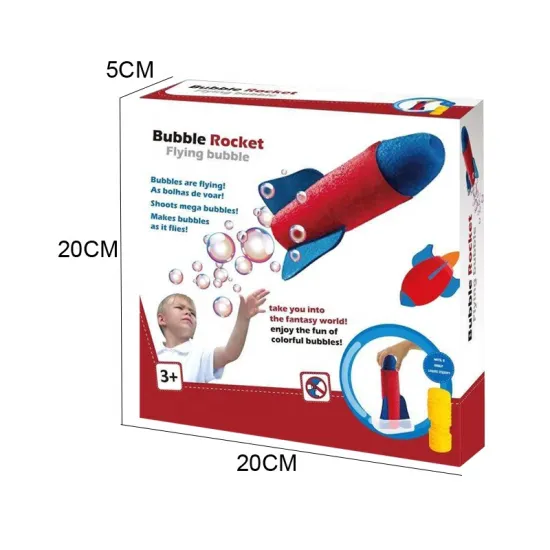 Colorful Bubble Game: Summer Outdoor Toy Trumpet Water Soap Rocket Bubble Fun for Kids
