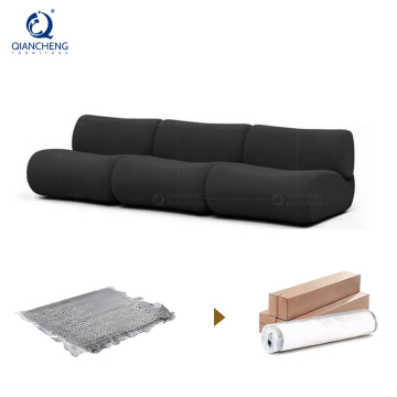Modern 7-tempat duduk sofa sudut melengkung hitam yang elegan dengan najis untuk ruang tamu