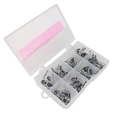 TAIGEK 80Pcs Multi-Size Fishing Ceramic Guides Stainless Steel Tips for DIY Rods
