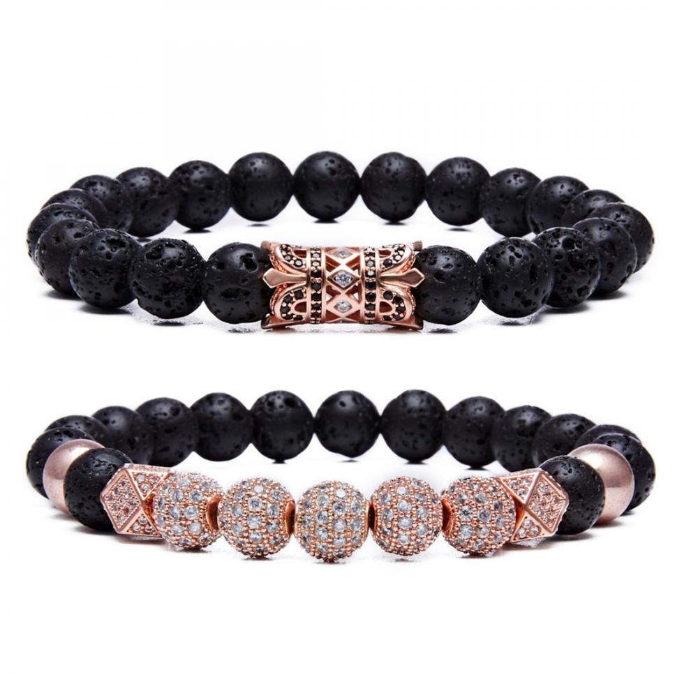 8 MM Lava Rock Beads Bracelet para Hombres Mujeres Aceite Esencial Con Cuentas Curación Ansiedad Pulseras Regalo para el Día del Padre