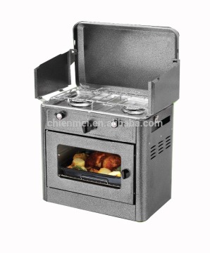 Outdoor garden camping dual burner BBQ grill with oven