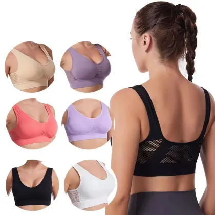 Seamless Padded Mesh Sports Bra S~6XL