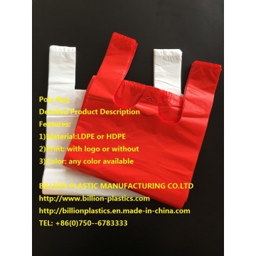HDPE T-Shirt Vest Compostable Trash Flat Poly Bags on Rolls