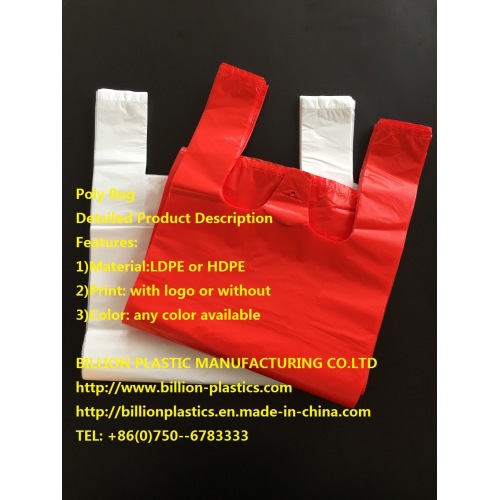 HDPE T-Shirt Vest Compostable Trash Flat Poly Bags on Rolls