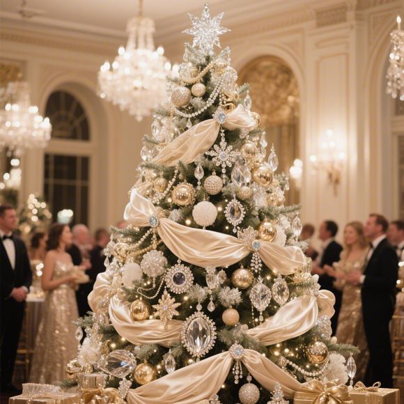 Elegant Gilded Xmas Tree for Elite Soirées