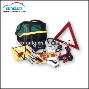 Roadside 20pcs multifunctional car Emergency tool Kit with tire gauge warning triangle car first aid kit