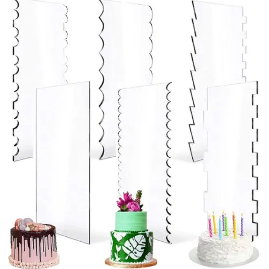 OEM Custom 6pcs Acrylic Cake Edge Smoother Tool Set for Smooth Cream Cake Decoration