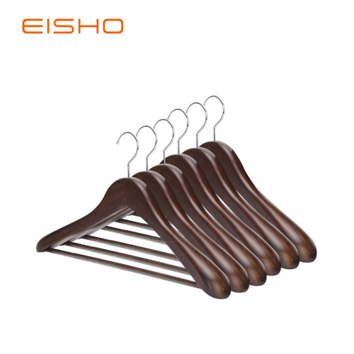 EISHO Natural Finish Durable Wooden Suit Hangers