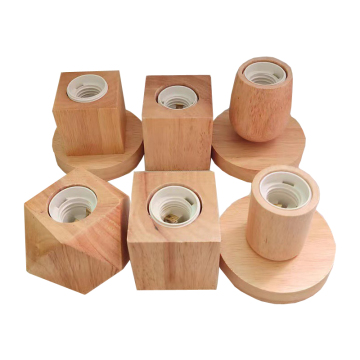 Simple Wooden E27 Lamp Base with Switch