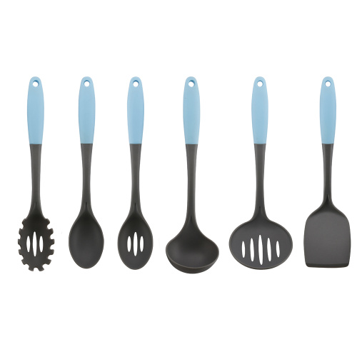 Utensílios de cozinha de nylon do punho macio de borracha