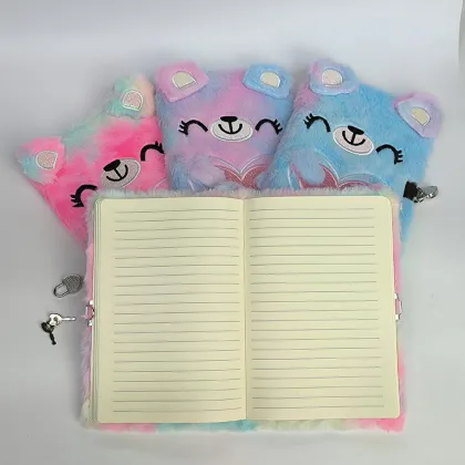 2025 New KRC Cute Plush Bear A5 Diary Kawaii Notebook with Lock