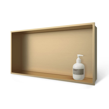 Champagne Gold Recessed Stainless Steel Shower Niche for Bathroom Storage - 24\" x 12\" x 4\", No Tiling Required