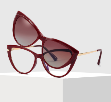 95856 Women's Cat Eye Clip-On Sunglasses with Blue Light Blocking and Optical Function: A Stylish and Practical Eyewear Solution