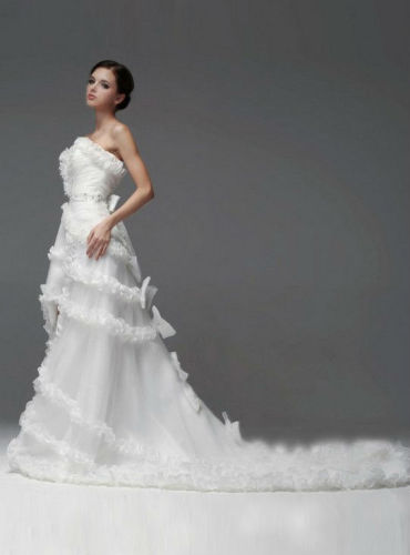 zuhair murad short front long train wedding dress