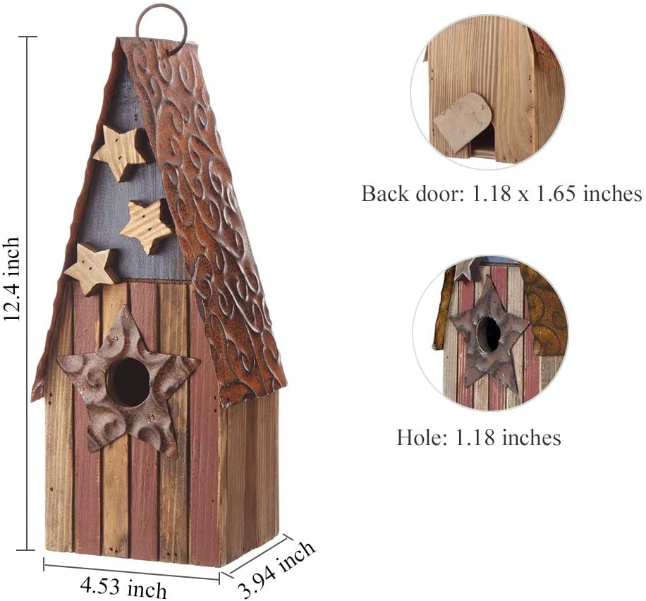 Hölzerne hängende patriotische USA Distressed Garden Bird House