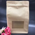 Bolsa de papel kraft de fondo plano con ventana