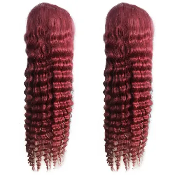 30 Inch 99j Human Hair Wig Burgundy Colorful Lace Frontal Wig Lace Front Colored Wigs 99j Ombre Deep Wave Swiss Lace Transparent