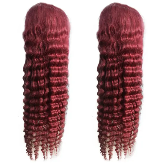 30 Inch 99j Human Hair Wig Burgundy Colorful Lace Frontal Wig Lace Front Colored Wigs 99j Ombre Deep Wave Swiss Lace Transparent