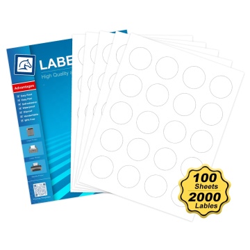 1.5" round 20 labels per label sheet