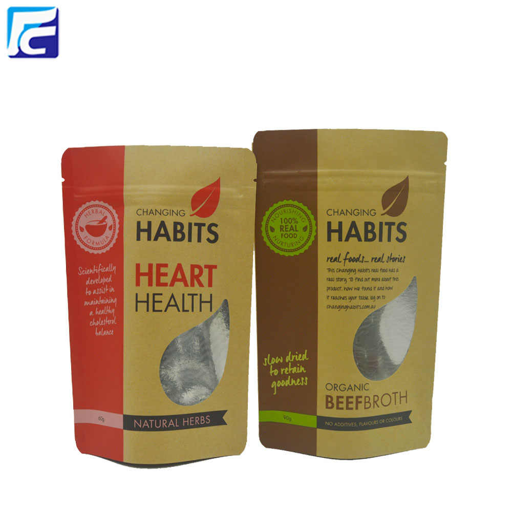 Food Grade Brown Kraft Paper Pouch For Snack