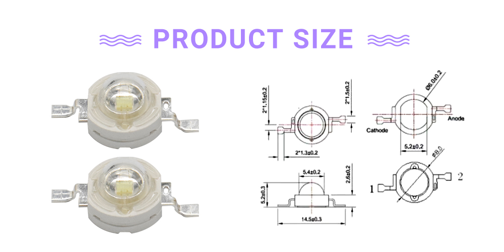 8080UVC42P45I1A 3W 420nm LED Emitter High Power LED UV LED