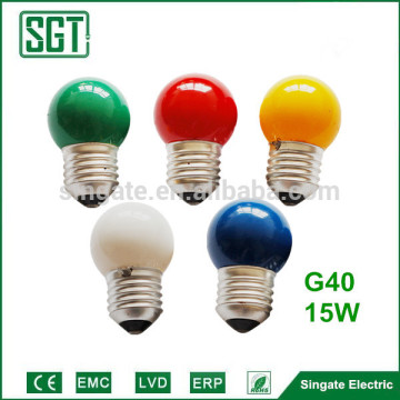Cheap G40 15W E27 B22 color painting outside 40*65mm Incandescent Bulbs