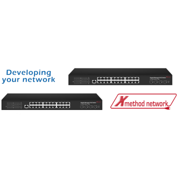 24 ports 10/100/1000Mbps PoE + 4 SFP+ switch