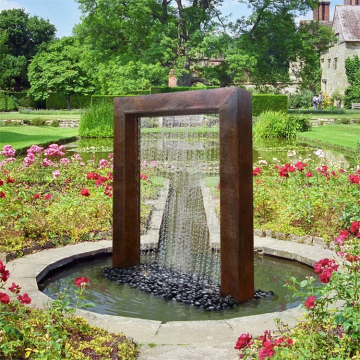 Característica/fuente de agua de acero Corten con depósito de agua