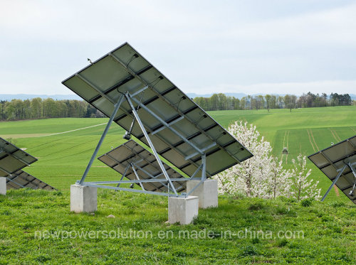 Horizontal Single Axis PV Solar Tracker with Tilted Modules