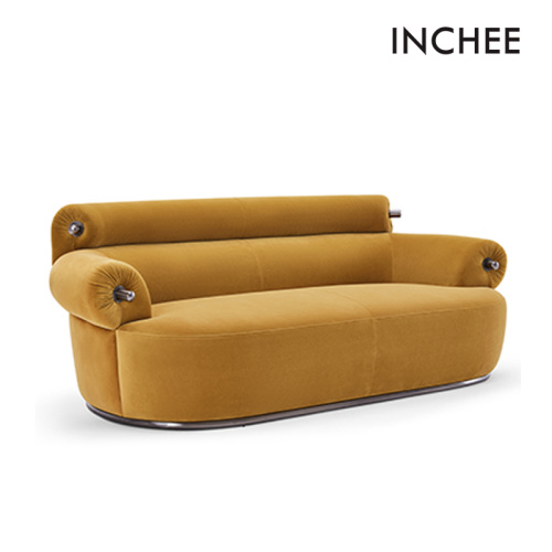 Gaya modern kain sandaran tangan ganda 3 sofa seater