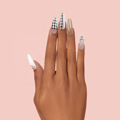 Ea Finger Artificial Fingernails: Art Line Sequin Design Glamour Nail Tips