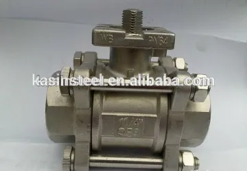 SS 304 3 pc ball valve with high mounting