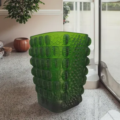 Lalique Premier French Style Croco Crystal Tabletop Vase