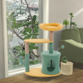 Modern Luxury Heavy Duty Cat Tree Tower Solid Wood Faux Fur Scratching Post for Large Cats Indoor Climbing Playground Reinforced