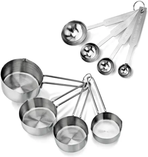 Premium Stackable Kitchen Measuring Set: Stainless Steel Cups and Spoons